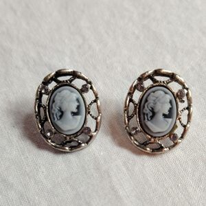 Elegant Silver Cameo Earrings